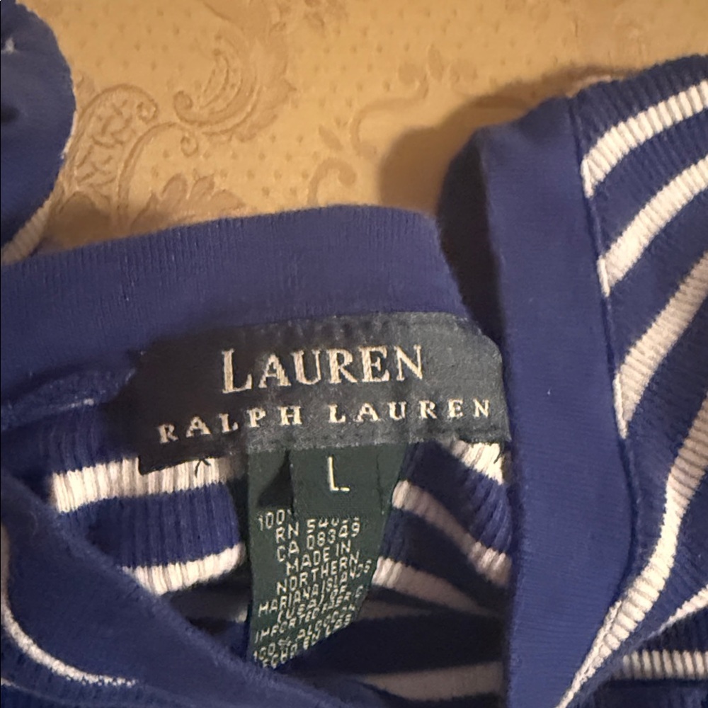 Ralph Lauren Navy and White Striped Shirt - Picture 4 of 5